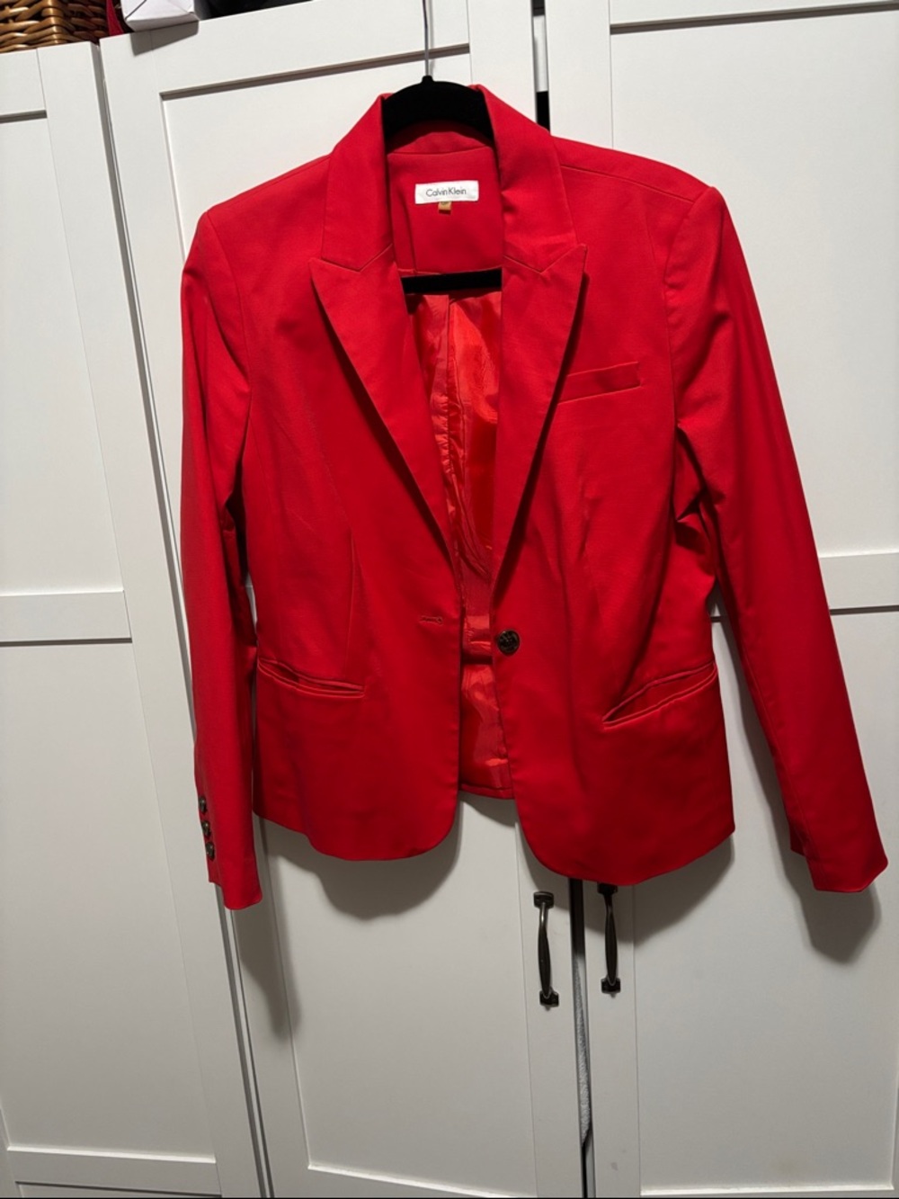 Calvin Klein Red Single-Button Tailored Blazer
